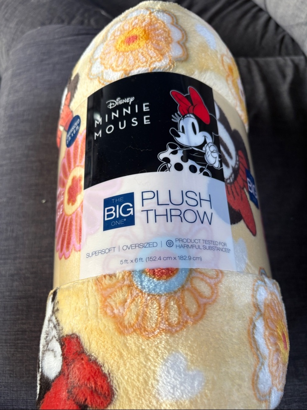 Disney Minnie Mouse Plush Throw Blanket - Yellow, Red, Orange, Blue